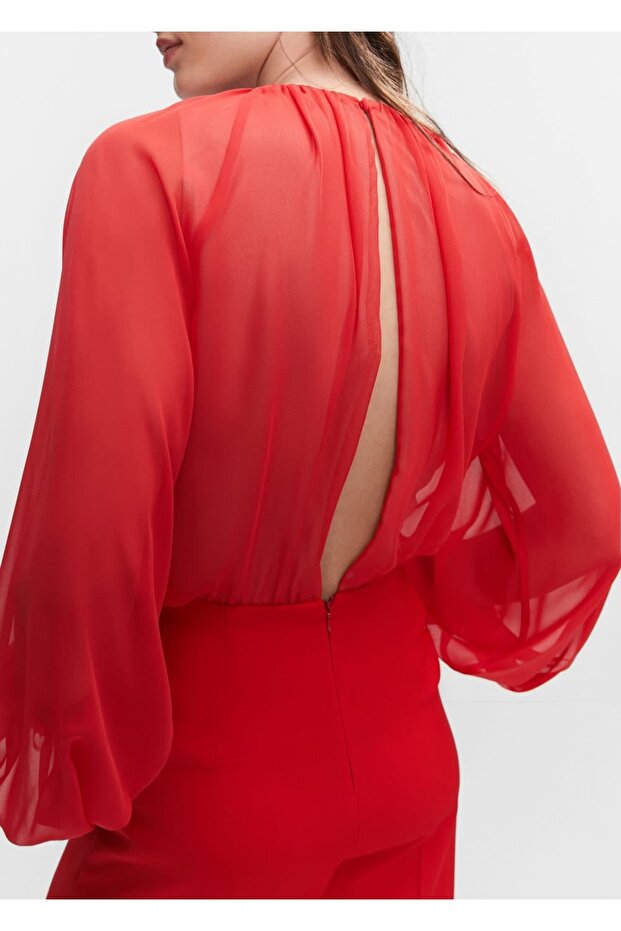 Yarı Şeffaf Tül Tulum - 5