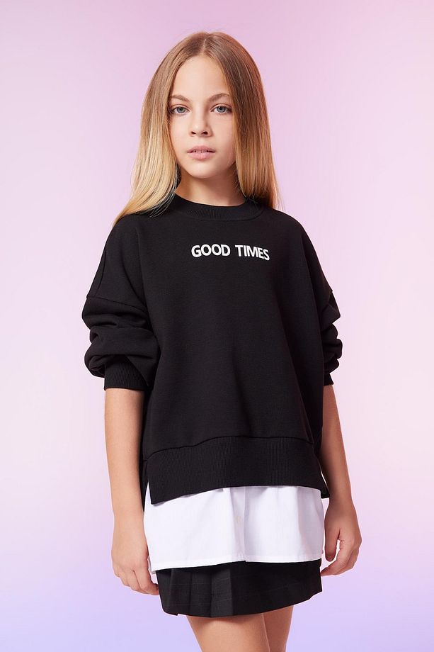 Kız Çocuk Oversize Bisiklet Yaka Içi Yumuşak Tüylü Kalın Sweatshirt A8424a823au - 3