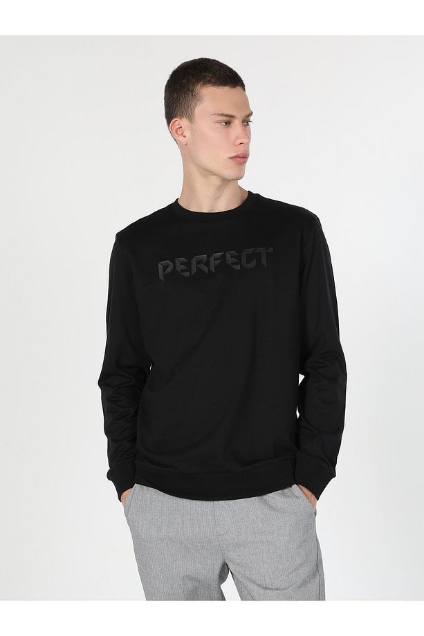 Regular Fit Baskılı Siyah Erkek Sweatshirt Cl1060122 - 7