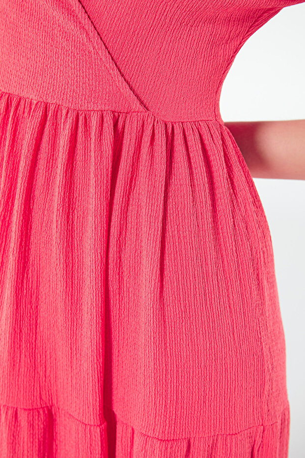 V Yaka Midi Elbise - 6