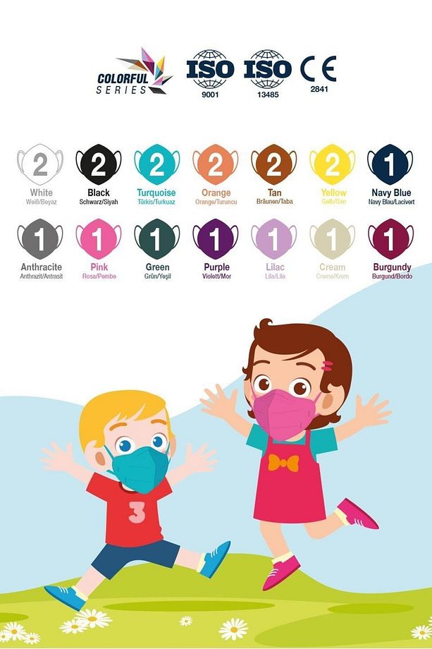 N95 Çocuk Maske Mix Colorful Kutusu Xs 20 Adet - 4
