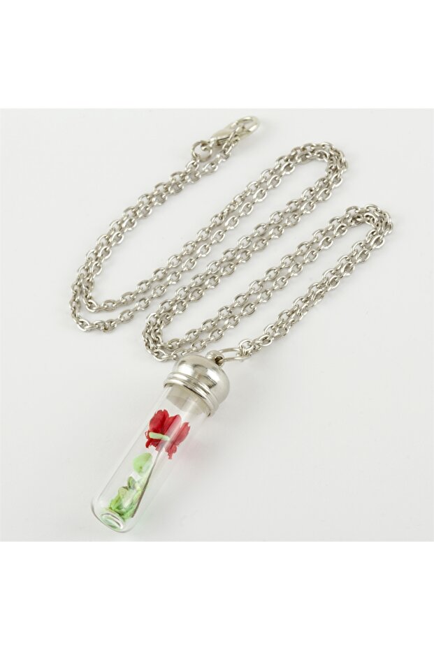 Çiçek Fanus Canlı Kolye - 1