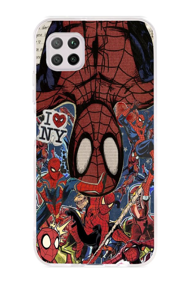 حافظة هاتف شفافة متوافقة مع هاتف Huawei P40 Lite Spiderman Collage