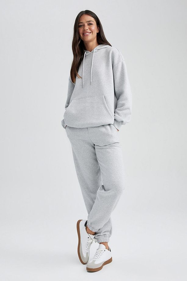 Beli Paçası Lastikli Bağcıklı Basic Düz Cepli Kalın Kumaş Jogger Eşofman Altı W1505az23wn - 3