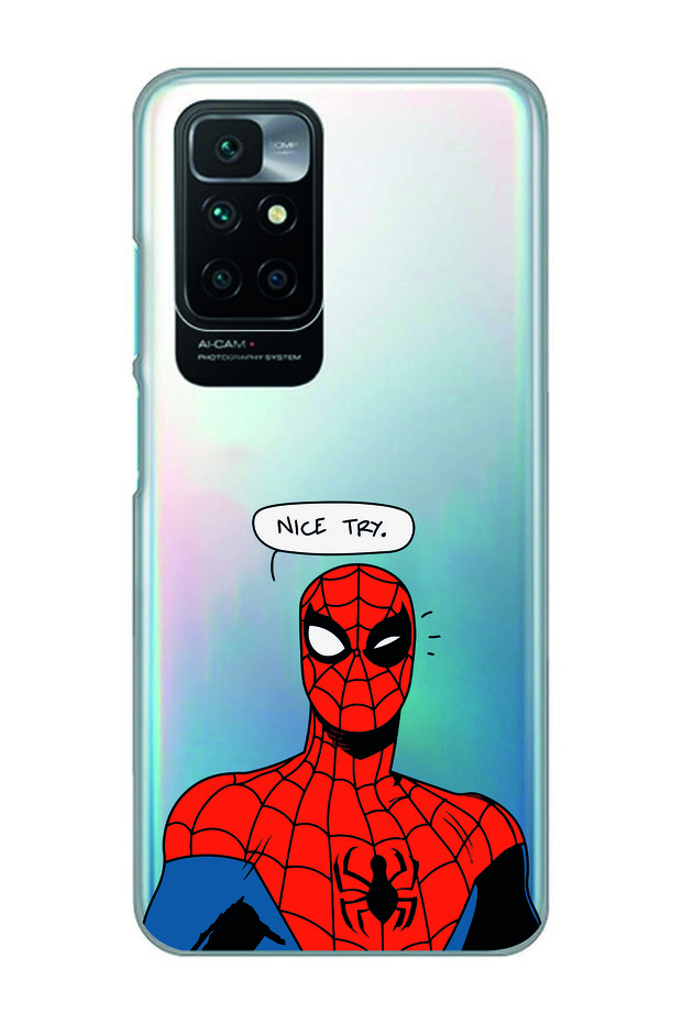 حافظة هاتف شفافة متوافقة مع Redmi 10 2022 Spiderman Nice Try