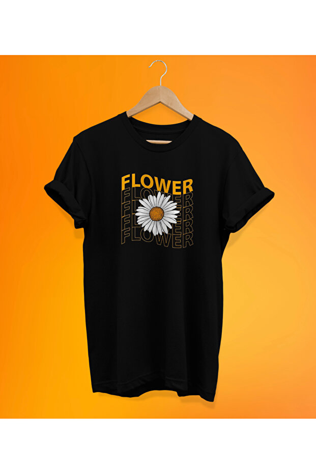 Floral Printed Black, 100% Cotton Basic (Regular Size) T-Shirt