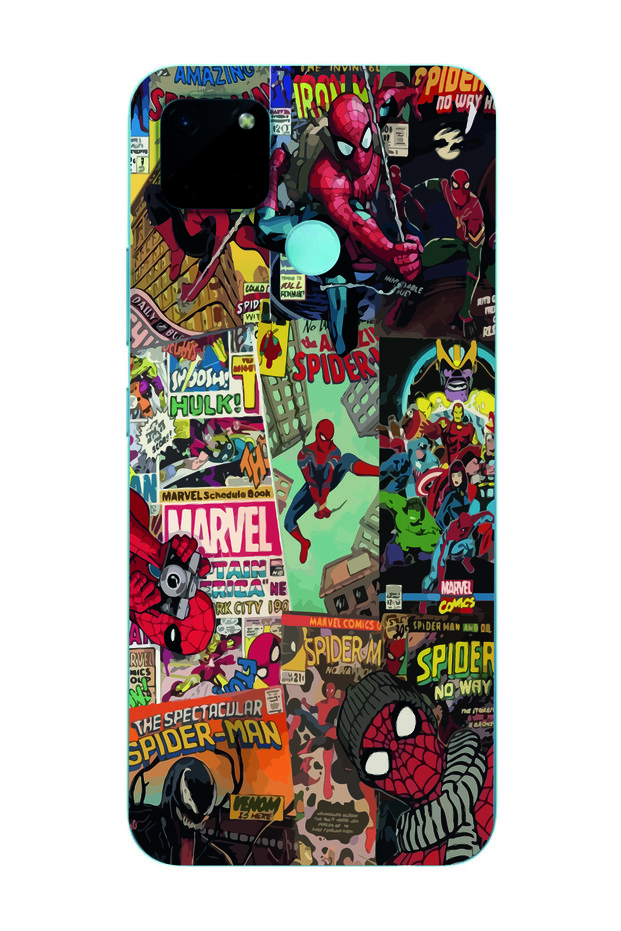 حافظة هاتف شفافة متوافقة مع Realme C21Y/C25Y Spiderman Collage