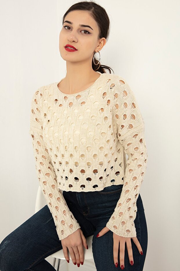 Simli Ajurlu Triko Crop ATL011 - 4