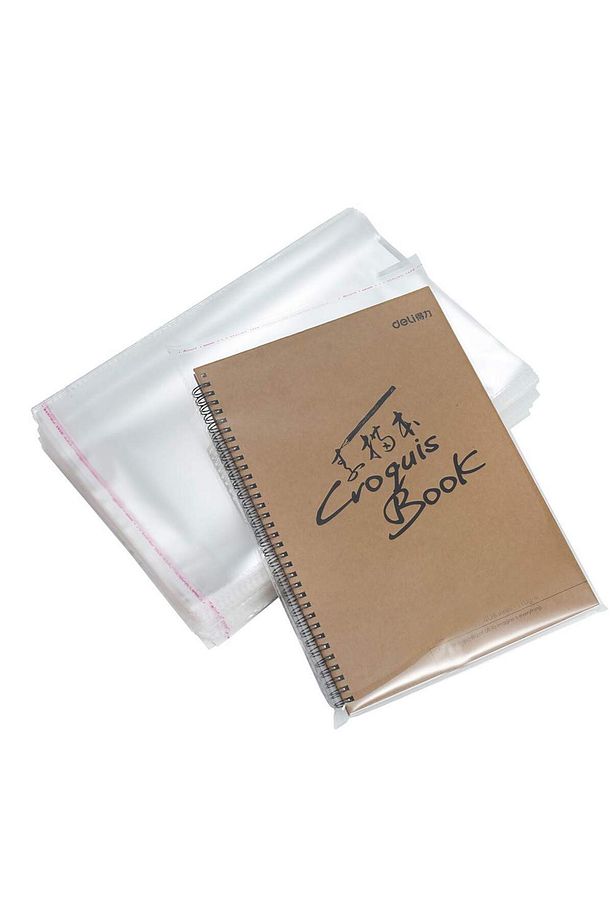 100 Adet 20x35 Kitap Defter Ambalaj Poşeti Bantlı Jelatin Şeffaf Yapışkanlı Parlak Poşet - 3