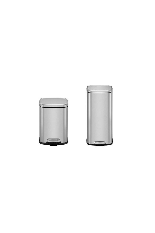 30L+6L EKO Paslanmaz Çelik Kare Pedallı Atık Kutusu-Kombo Set - 1