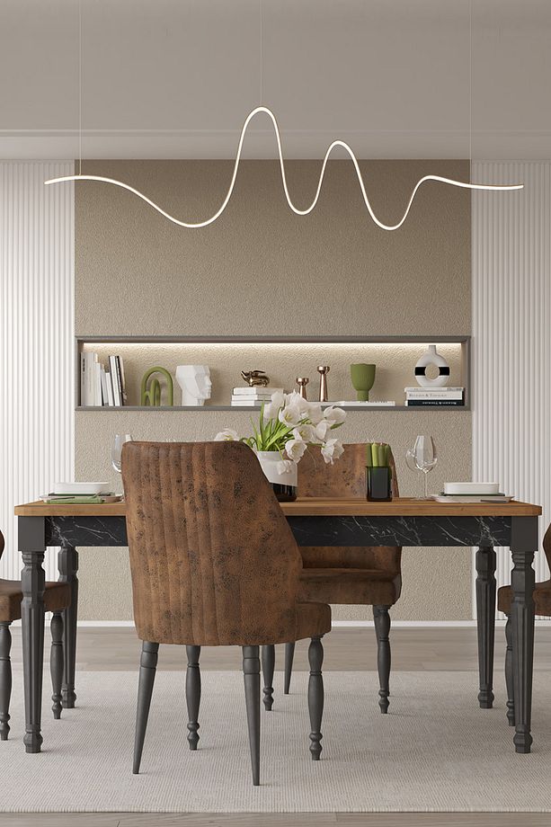 Cross 4 Sandalye 1 Sabit Masa 160x95 Yemek Masası Takımı 4 Kişilik - Lidya/bendir - 3