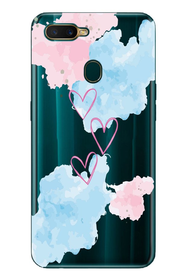 Heart Pattern Transparent Phone Case Compatible with Oppo A5S/Ax7/A12