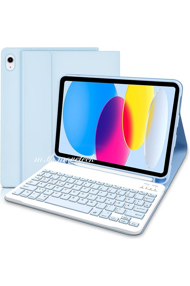 İpad 11.nesil A16 2025/10.nesil 10.9 Uyumlu Tablet Klavyeli Kılıf Kablosuz Bluetooth Kalem Bölmeli - 1