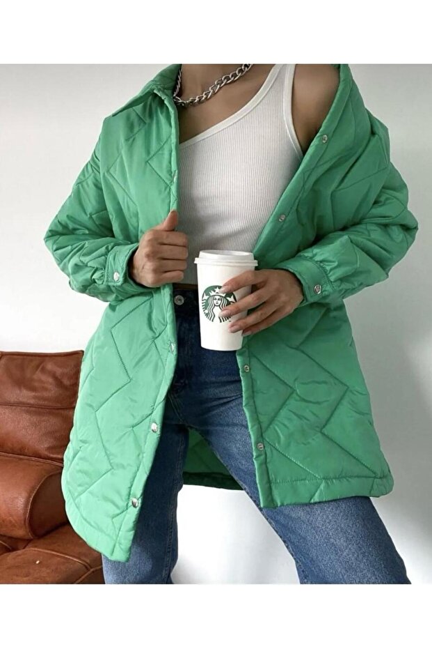 Çıtçıtlı kapitone ceket - 3