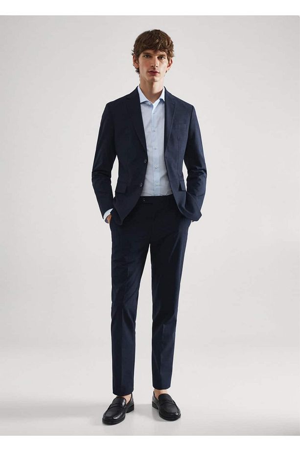 Slim Fit Mikro Desenli Twill Gömlek - 5