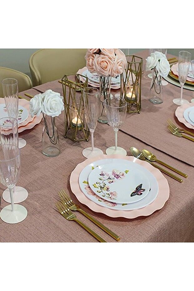 Gold Yuvarlak Mika Tabak 26 cm 6 Adet - 3