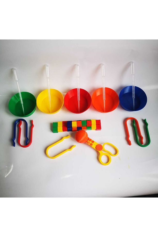 Renkli Küpler Balon Makas, 1 adet Balon Makas 5 adet (kase, cımbız, pastör pipet) ve 25 adet küp - 1
