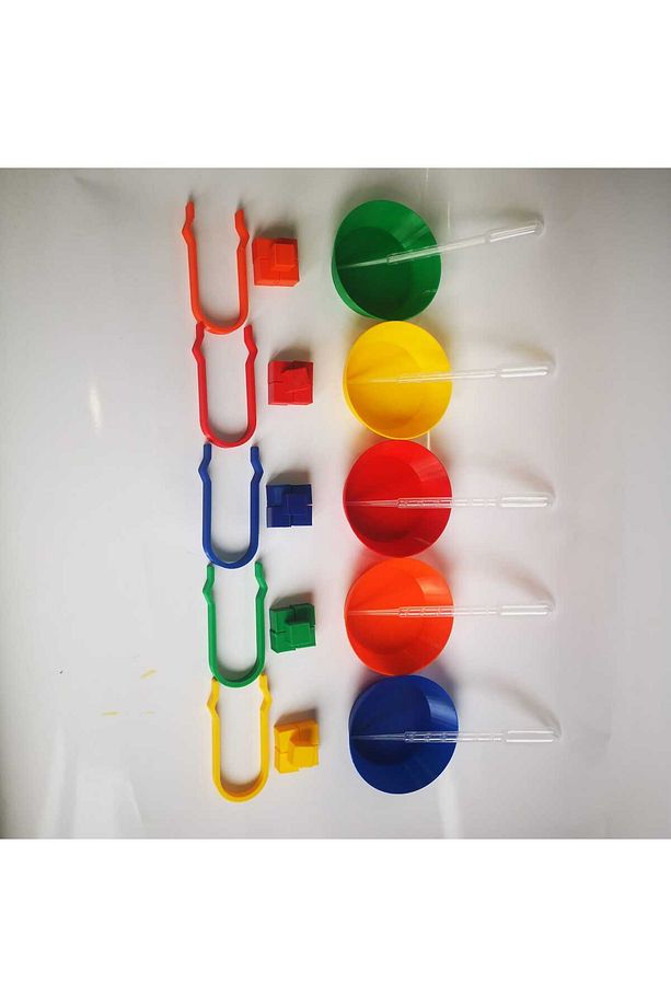 Renkli Küpler Balon Makas, 1 adet Balon Makas 5 adet (kase, cımbız, pastör pipet) ve 25 adet küp - 5