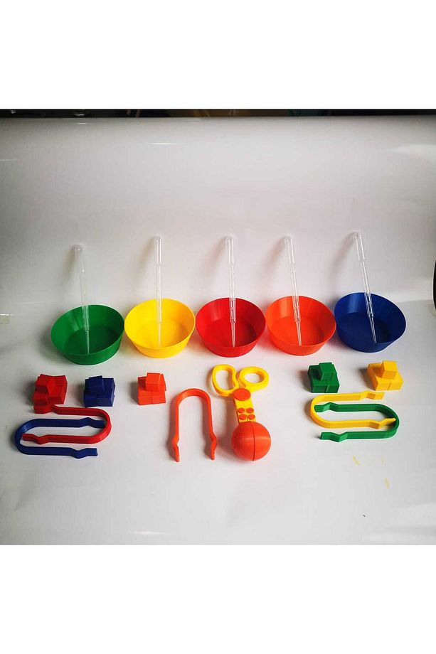 Renkli Küpler Balon Makas, 1 adet Balon Makas 5 adet (kase, cımbız, pastör pipet) ve 25 adet küp - 2