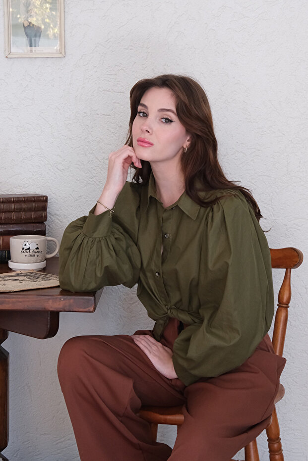 Klasik Yaka Crop Gömlek - 5