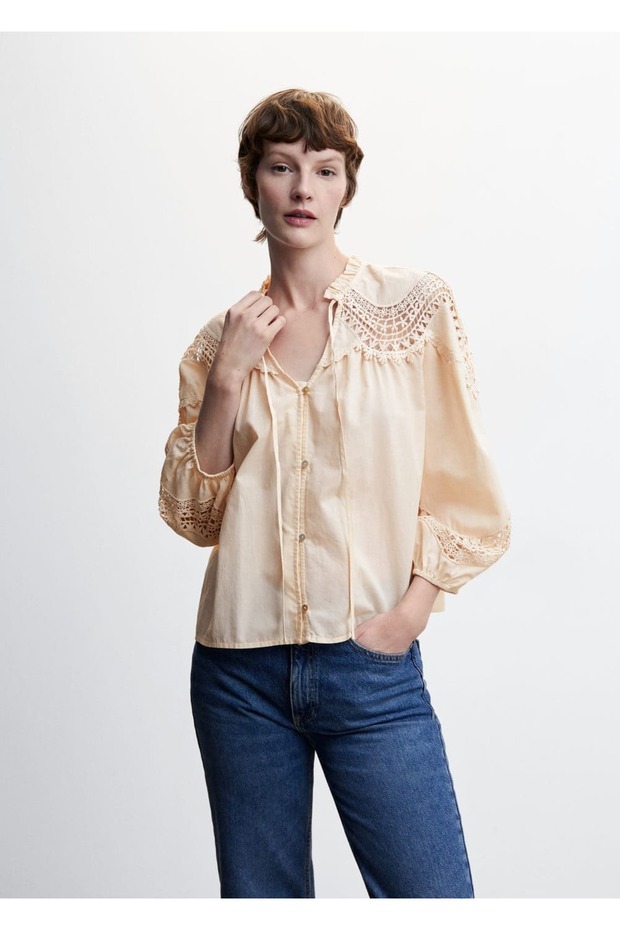 Işlemeli Ipli Bluz - 1