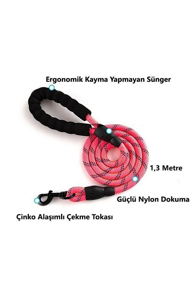 Köpek Gezdirme Tasma Kayışı Siyah 40 Kg'a Kadar Köpekler Için Tasma Halatı Gezdirme Ipi 150 Cm - 4
