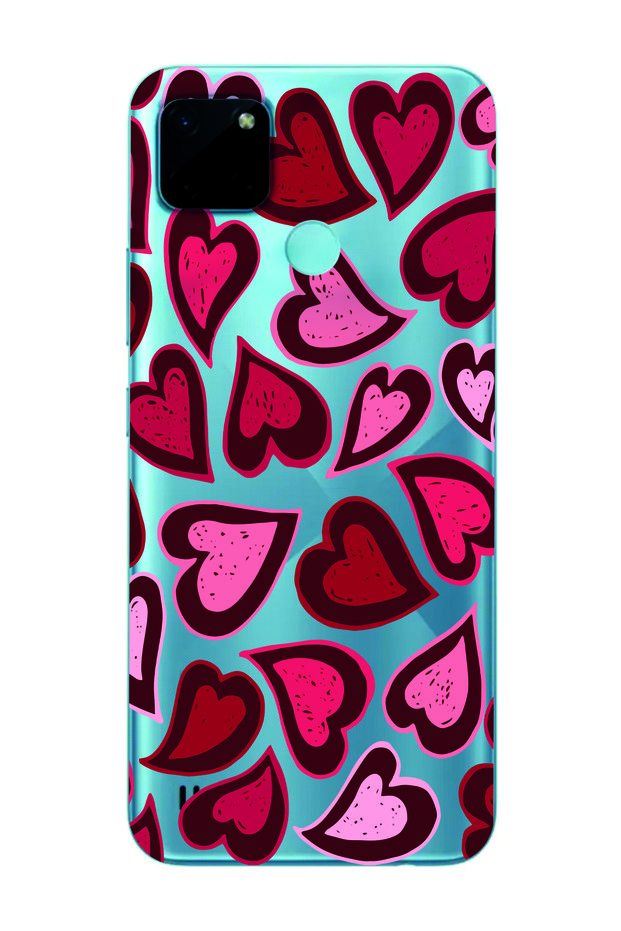 Realme C21Y/C25Y Compatible Heart Pattern Transparent Phone Case
