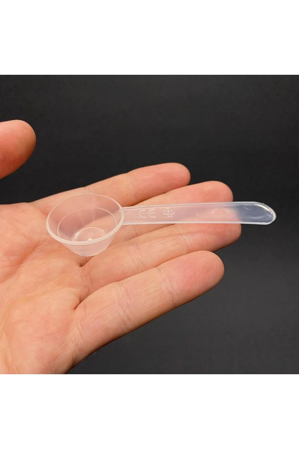 100 Adet - 5ml - Plastik Kaşık Ölçek - Şurup Ölçeği - Toz Ölçeği - Kimyasal Ölçek - Ölçü Kaşığı - 3