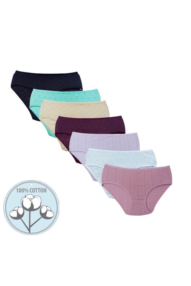 7 Pack Ribbed Women's Panties 100% Cotton Organic Bato Size