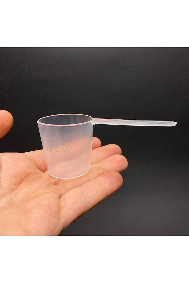 100 Adet - 30ml - Plastik Kaşık Ölçek - Şurup Ölçeği - Toz Ölçeği - Kimyasal Ölçek - Ölçü Kaşığı - 3