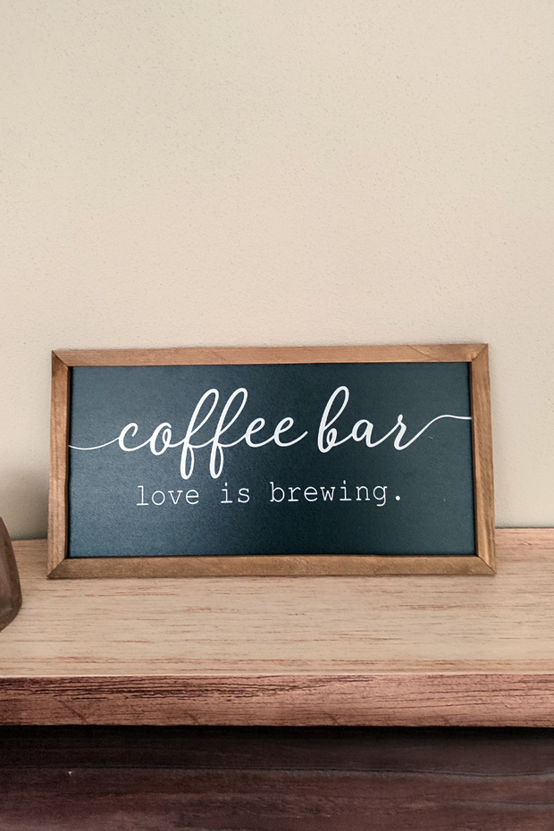 Kitchen Tea Coffee Corner Coffee Bar Wooden Decor Wall Painting Board Set (Black)