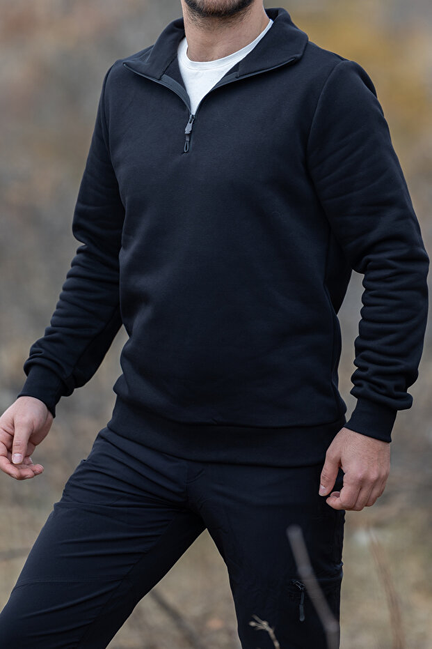 Yarım Fermuarlı Sweatshirt - 1