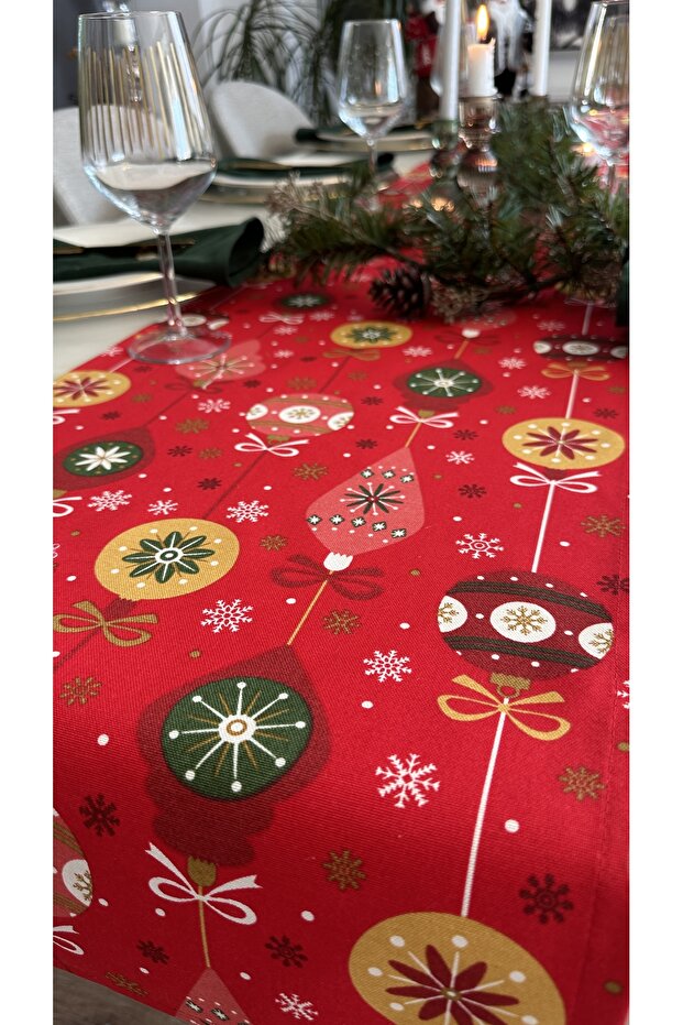 Runner cu model roșu tematic de Anul Nou Runner de Crăciun (NU INCLUDE Șervețele) - 7