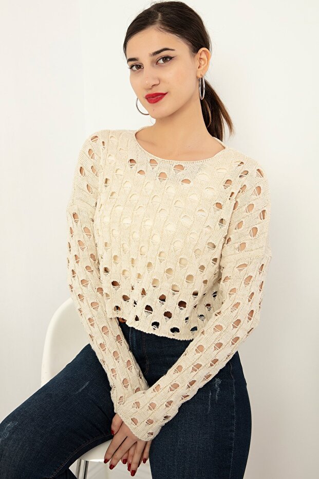 Simli Ajurlu Triko Crop ATL011 - 5