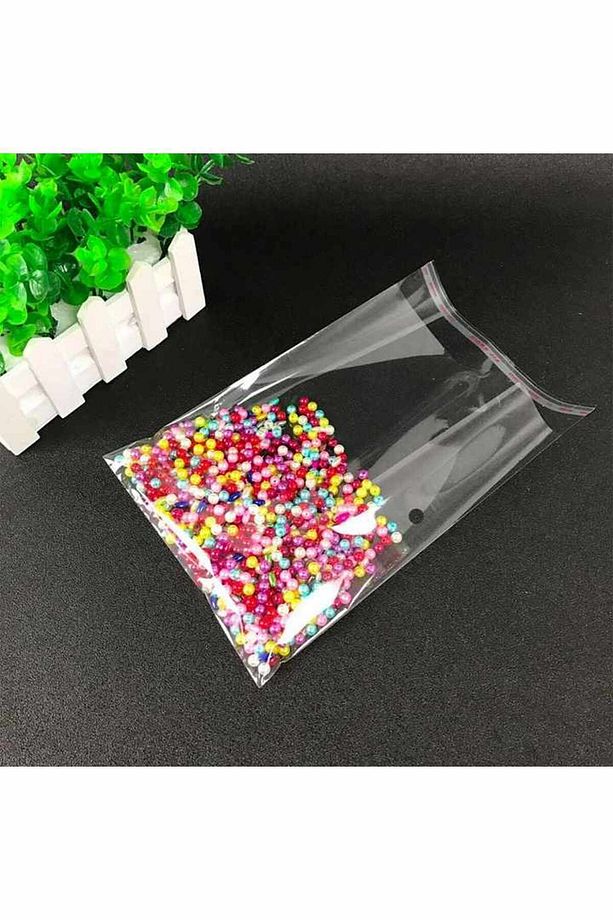 100 Adet 10x20 Bantlı Jelatin Şeffaf Yapışkanlı Parlak Poşet Torba - 1