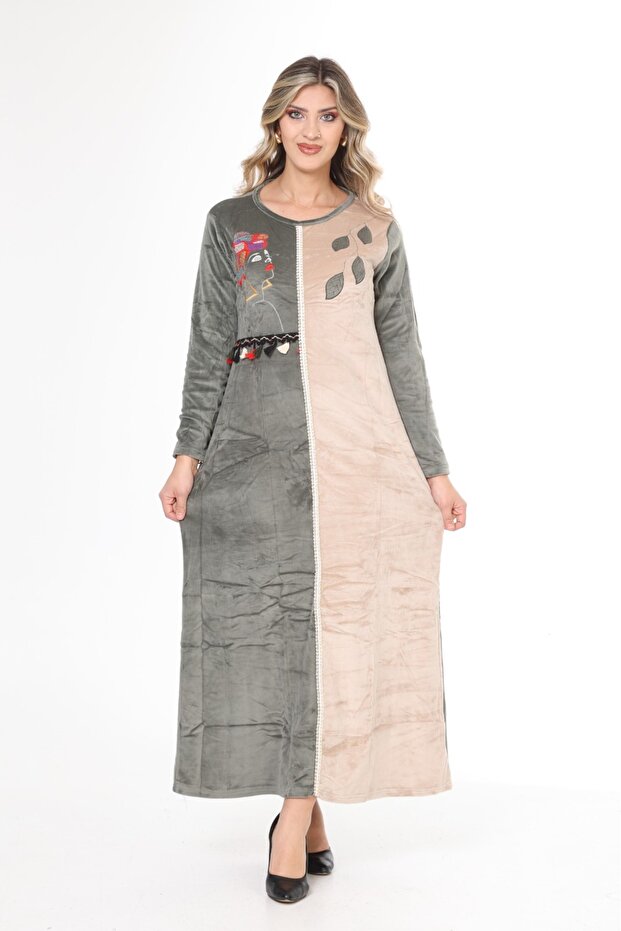 Women's Khaki velvet dress