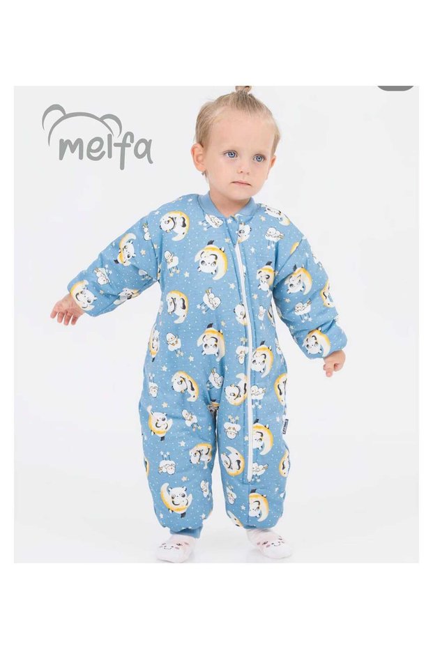 Children's Blue 2.5 TOG Panda Moon Printed Fiber Sleeping Bag