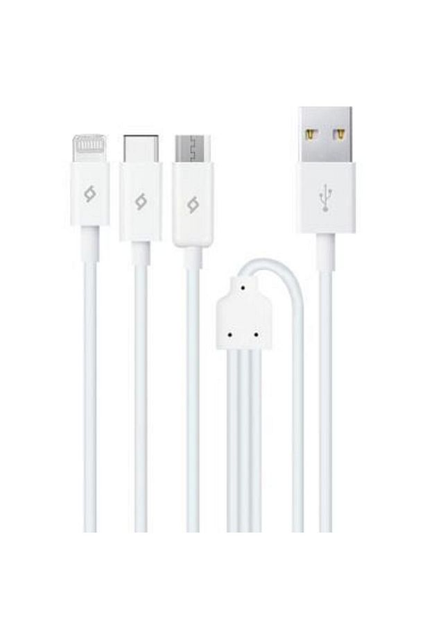3lü Trio Şarj Kablosu Lightning - Type-c - Micro 120cm Beyaz - 1
