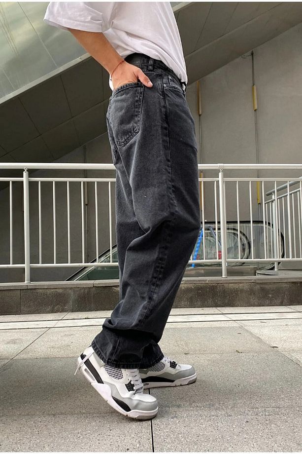 Y2k Tech Antrasit Baggy Bol Paça Pantolon - 4