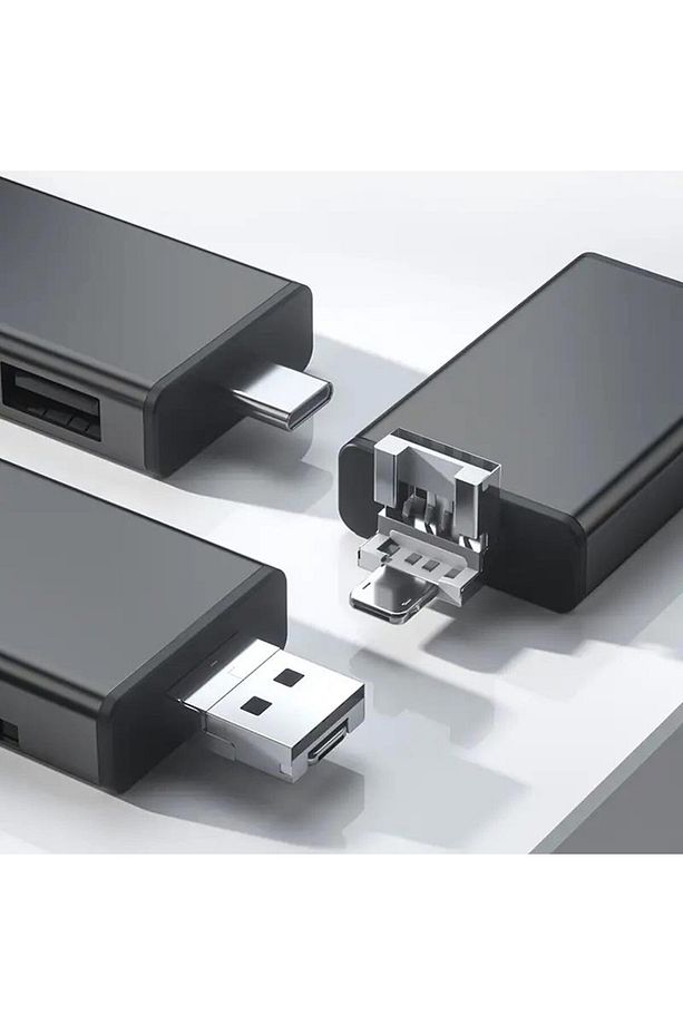 NR19 OTG 7 in 1 Lightning Type C USB Hafıza Kart Okuyucu IOS 13 iPhone Android Kart Saklama Kutusu - 5