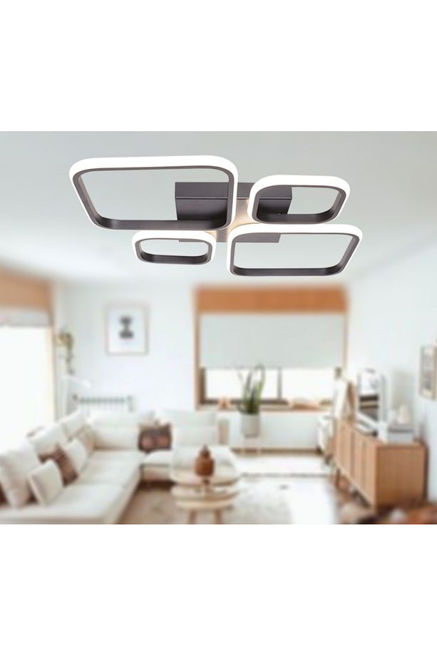 TT050-SY TT Aydınlatma Baklava Desen Mat Siyah 4 lü ( Gün Işığı ) Led Avize - 4