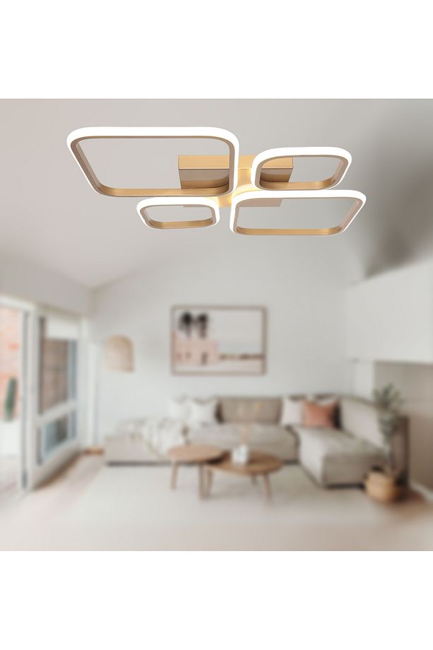 TT050-ESK TT Aydınlatma Baklava Desen Eskitme Boyalı 4 lü ( 3 Renk Işık Modüllü ) Led Avize - 2