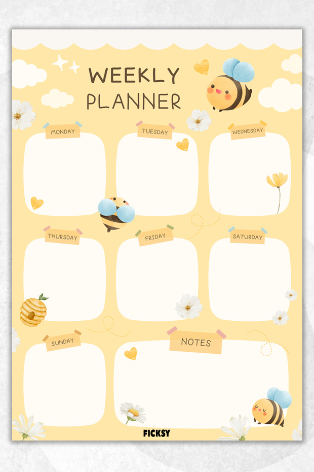 Children's Weekly Planner - A4 - 30 Sheets - Student Planner - School Planner - Lesson Schedule