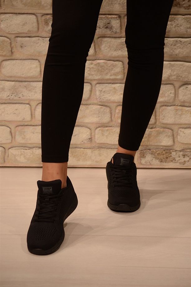 KADIN JUMP SİYAH KOMPLE FİLELİ SNEAKER SPOR AYAKKABI 24937 - 2