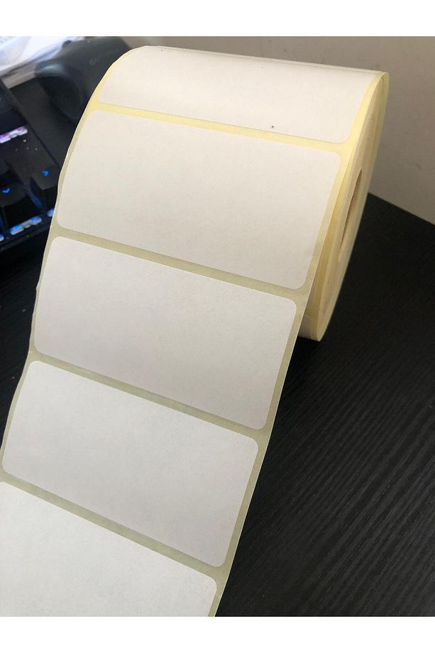 40*80 Kuşe Etiket 40x80 Kuşe Barkod Etiket 40 X 80 Kuşe Yapışkanlı Etiket Sticker 1 rulo 1000adet - 2