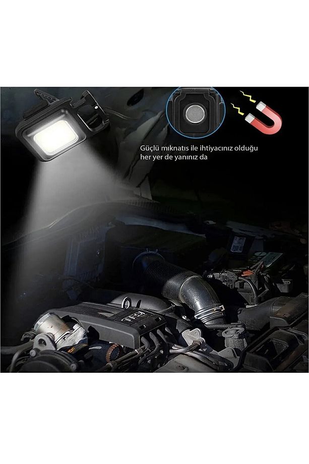 800 Lümen 3 Modlu Mıknatıslı Askı Aparatlı Şarjlı El Feneri Işığı Mini Boy Flashlight Anahtarlık - 5