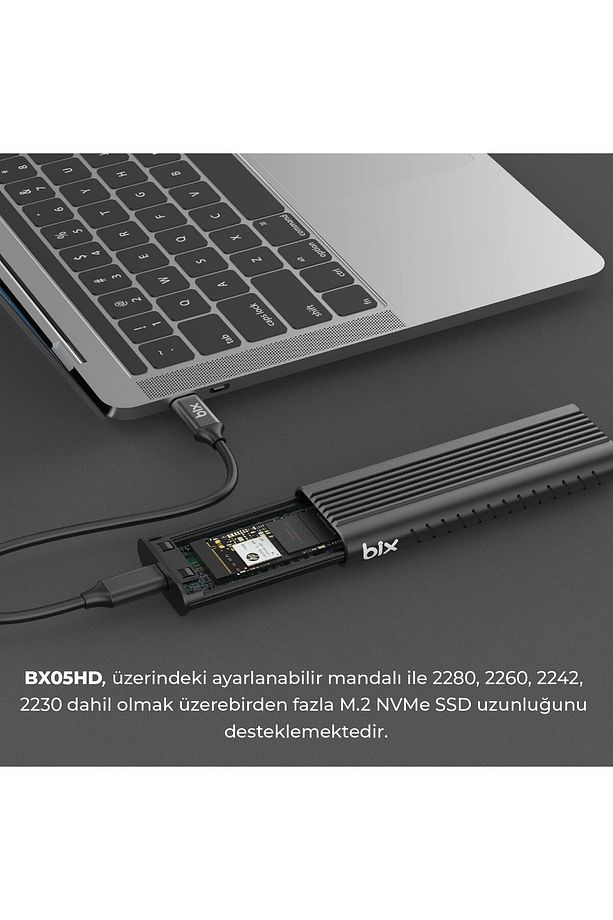 Bix Bx05hd Aluminyum Kasa Type-c 3.1 Gen2 To Pcıe Nvme M.2 Ssd Disk Kutusu 2230 /2242 / 2260 / 2280 - 3