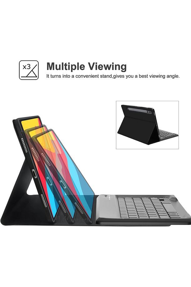 Samsung Galaxy Tab S7 Fe S8 Plus 12.4inç Klavyeli Tablet Kılıfı Kalem Bölmeli Bluetooth Q Kılıf T970 - 6