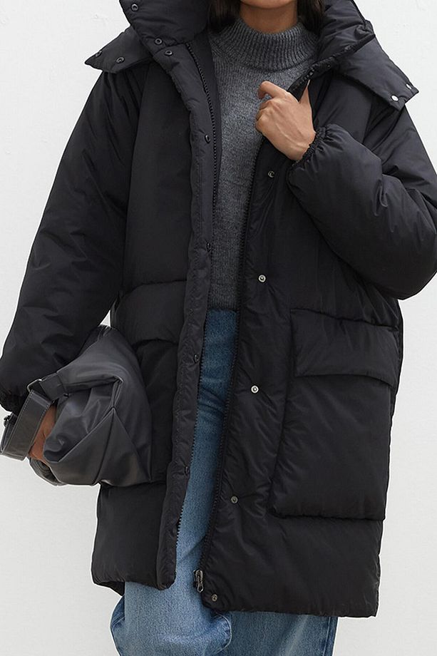 KAPÜŞONLU ANORAK MONT SİYAH - 6