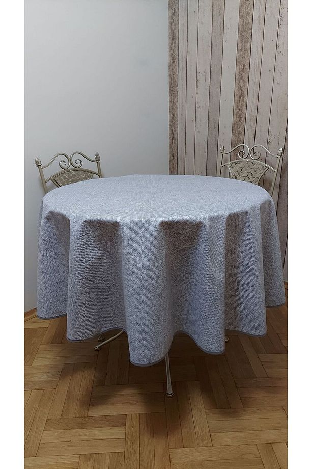 Yuvarlak,hasır desenli,duck (sıvı itici ,leke tutmaz) kumaş, yemek masası örtüsü - 1